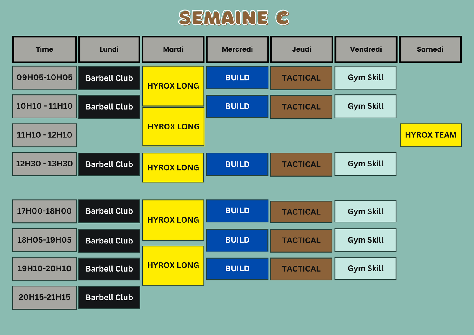 Planning Semaine C